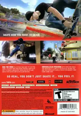 Tony Hawks Project 8 (USA) box cover back